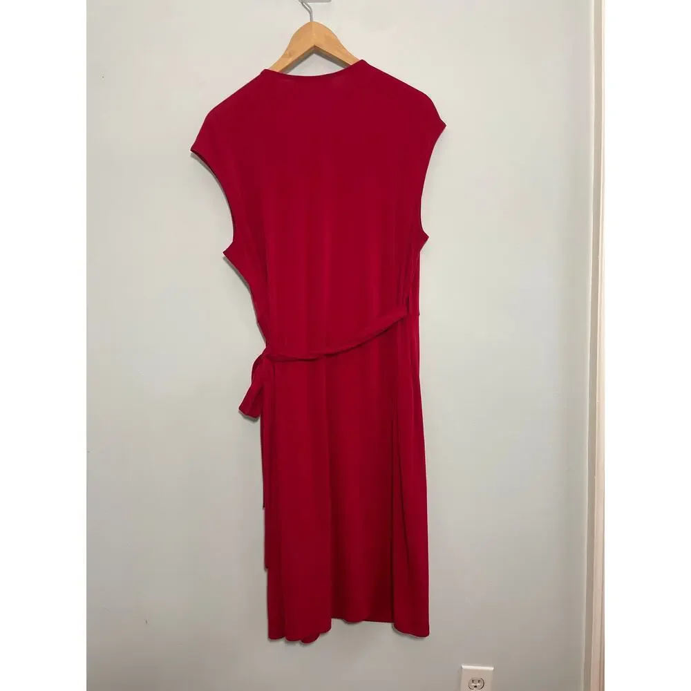 Lark & Ro women’s 1X red faux wrap dress midi v-neck - Picture 8 of 8
